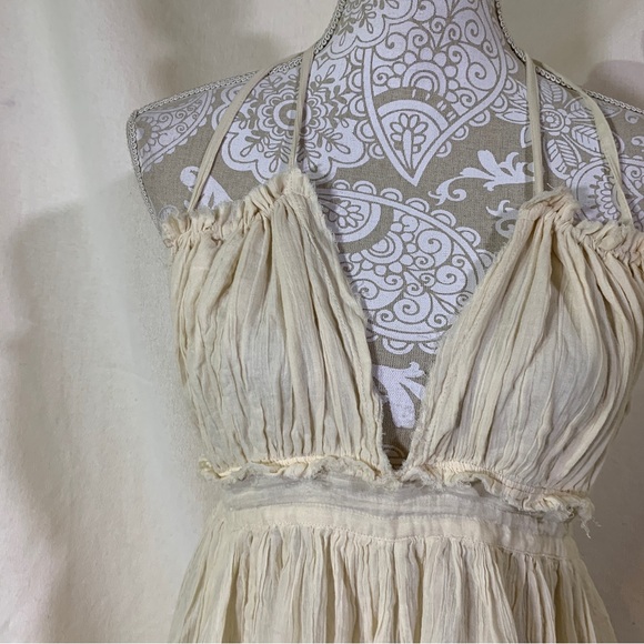Free people // nwt sand lace tiered mini dress size small - Picture 2 of 8